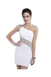 White Sleeveless Side Zipper for Prom and Party Homecoming Dress