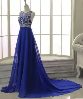 Hot Sale Royal Blue Sleeveless Floor Length Beading Lace Up Homecoming Dress Online Scoop