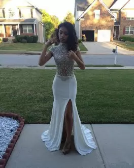 Sexy Models See Through High Slit Prom Dress with Train
