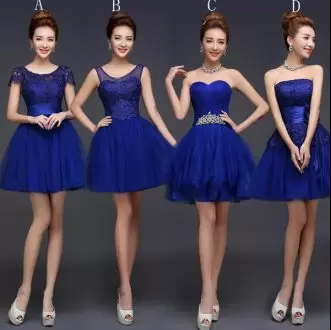 Beauteous Royal Blue Scoop Neckline Lace Homecoming Dress Sleeveless Lace Up