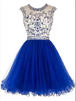 Royal Blue Backless Prom Dress Beading Sleeveless