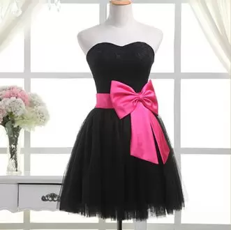 Lace Homecoming Gowns Black Sleeveless Mini Length