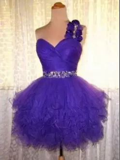Purple Lace Up Homecoming Dress Beading Sleeveless Mini Length
