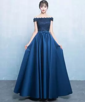 A-line Prom Dress Blue Sweetheart Taffeta Sleeveless Floor Length Lace Up