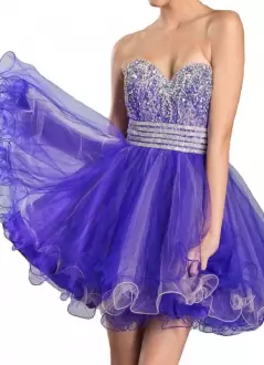 Sweetheart Sleeveless Organza Prom Gown Beading Lace Up