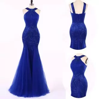 Royal Blue Sleeveless Tulle Zipper Homecoming Dress for Prom and Party and Military Ball