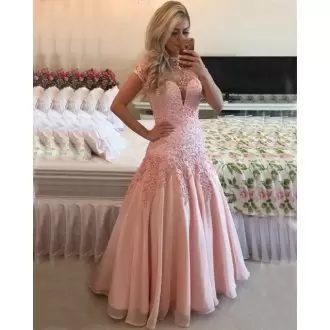 Sleeveless Sweetheart Sweep Train Lace Up With Train Beading and Lace Homecoming Gowns Sweetheart