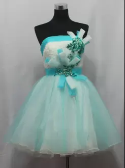Artistic Sleeveless Strapless Lace Up Mini Length Beading Prom Dress Strapless