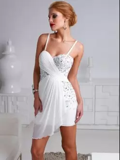 Sleeveless Spaghetti Straps Beading Side Zipper Prom Evening Gown