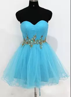 Sweetheart Sleeveless Lace Up Beading Prom Dresses in Turquoise