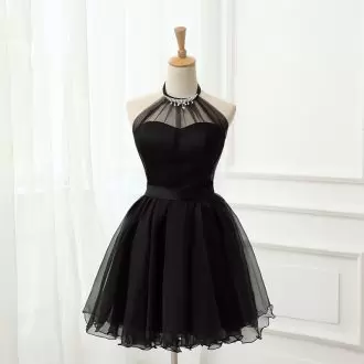 Custom Designed Mini Length Black Homecoming Dress Tulle Sleeveless Beading