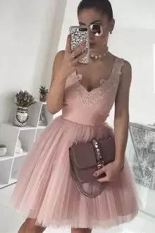 Disount Designer Pale Pink Short Homecoming Dress V-neck with Straps