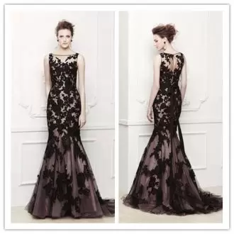 Black and Olive Green Sweetheart Lace Up Beading and Lace Evening Dresses Sweep Train Sleeveless