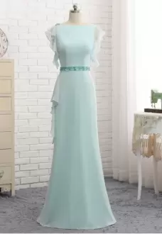 Fabulous Floor Length Lace Up Prom Dresses Light Blue for Prom and Party with Beading