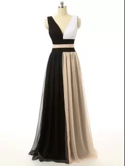 Vintage Long Chiffon Black and White Champagne Prom Dress Under 100