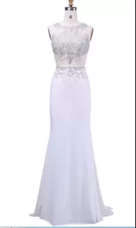 White Scoop Neckline Beading Homecoming Dress Online Sleeveless Zipper
