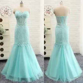 Light Mint Sweetheart See Throught Top Mermaid Prom Dress