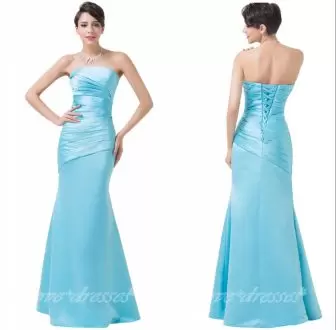 Glorious Strapless Sleeveless Homecoming Gowns Baby Blue Satin Ruching
