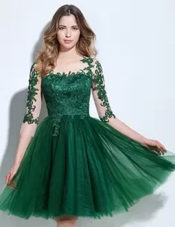 Fantastic Mini Length Clasp Handle Prom Party Dress Dark Green for Prom and Party with Lace