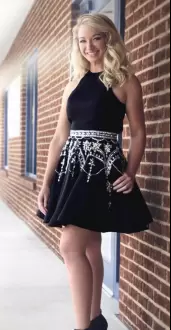 Shining Sleeveless Mini Length Beading Dress for Prom with Black