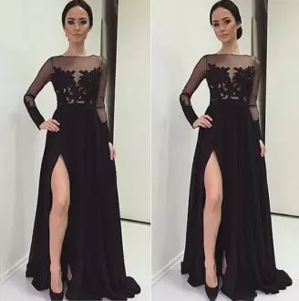 Super High Low Black Juniors Evening Dress Sweetheart Long Sleeves Sweep Train Lace Up