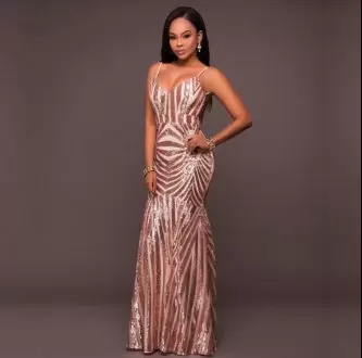 Multi-color Sleeveless Sequined Backless Prom Dress for Prom and Party and Military Ball