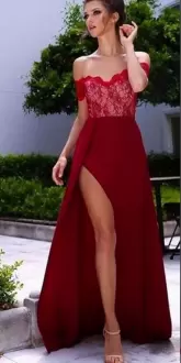 Sexy Red Off The Shoulder Neckline Lace Homecoming Party Dress Sleeveless Zipper