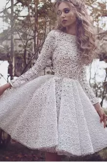 Hot Selling White Scoop Lace Prom Gown Long Sleeves
