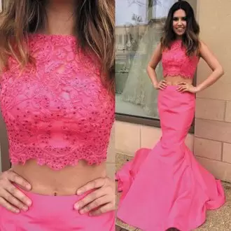 Pink Sweetheart Neckline Beading and Lace Sleeveless Lace Up