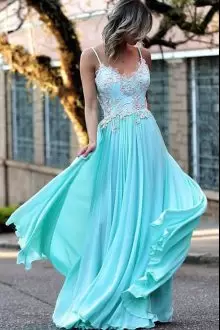 Blue Sleeveless Chiffon Lace Up Junior Homecoming Dress for Prom and Party