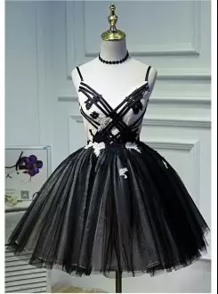 Black and White V-neck Short Homecoming Dress with Straps