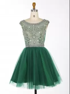 On Sale Dark Green Side Zipper Prom Dress Beading Sleeveless