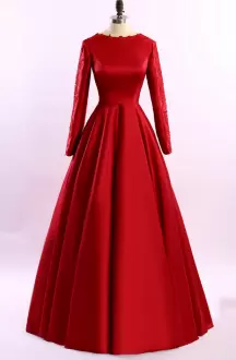 Custom Designed Red Long Sleeves Sweep Train Ruching Junior Homecoming Dress