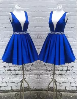 Excellent Mini Length A-line Sleeveless Royal Blue Prom Dresses