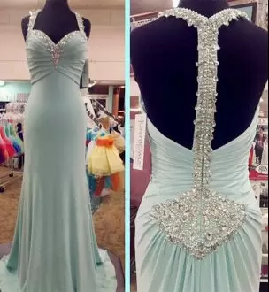 Zipper Homecoming Dress Online Light Blue for Prom and Party with Beading Sweep Train
