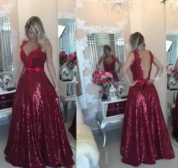Modern Red and Burgundy Backless Sweetheart Beading and Lace Going Out Dresses Satin Sleeveless