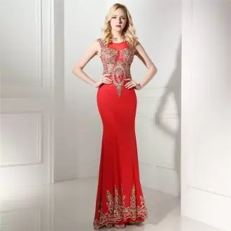 Spectacular Red Scoop Neckline Appliques Homecoming Dress Sleeveless Side Zipper