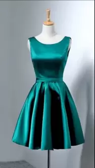 Green Satin Criss Cross Homecoming Dresses Sleeveless Mini Length Bowknot