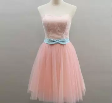 Sleeveless Mini Length Lace Homecoming Dress Online with Pink