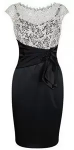 Graceful Black Cap Sleeves Lace Zipper Prom Homecoming Dress Scoop