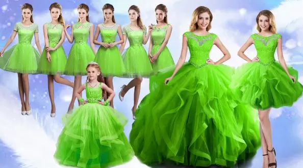 Custom Fit Floor Length Lace Up Quinceanera Dress for Military Ball and Sweet 16 and Quinceanera with Beading and Ruffles