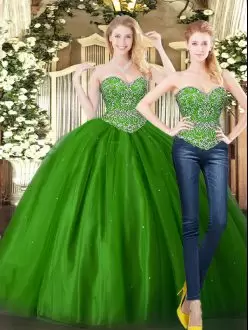 Sleeveless Sweetheart Beading Lace Up 15 Quinceanera Dress
