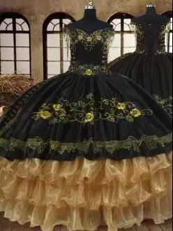 Modern Plus Size Black and Gold Coutry Quinceanera Dress On Sale