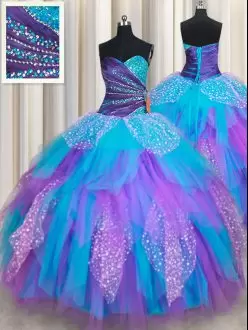 Custom Designed Floor Length Ball Gowns Sleeveless Multi-color Quinceanera Dress Lace Up