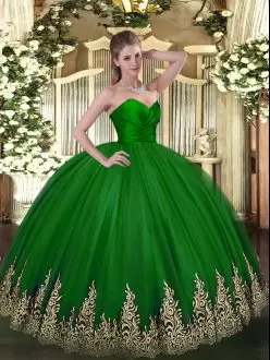 Cheap Green Zipper Back Simple Quinceanera Dress with Glod Embroiry On The Bottom
