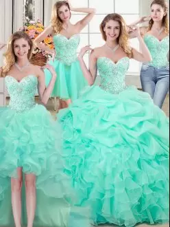 Sleeveless Sweetheart Beading and Ruffles and Pick Ups Lace Up 15 Quinceanera Dress