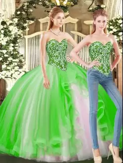 Free and Easy Floor Length Lace Up 15 Quinceanera Dress for Military Ball and Sweet 16 and Quinceanera with Beading