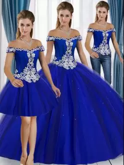 Sleeveless Off The Shoulder Appliques Lace Up Sweet 16 Dresses