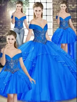 Floor Length Ball Gowns Sleeveless Royal Blue Sweet 16 Dress Lace Up