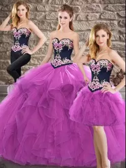 Purple Quinceanera Gowns Sweet 16 and Quinceanera with Beading and Embroidery Sweetheart Sleeveless Lace Up